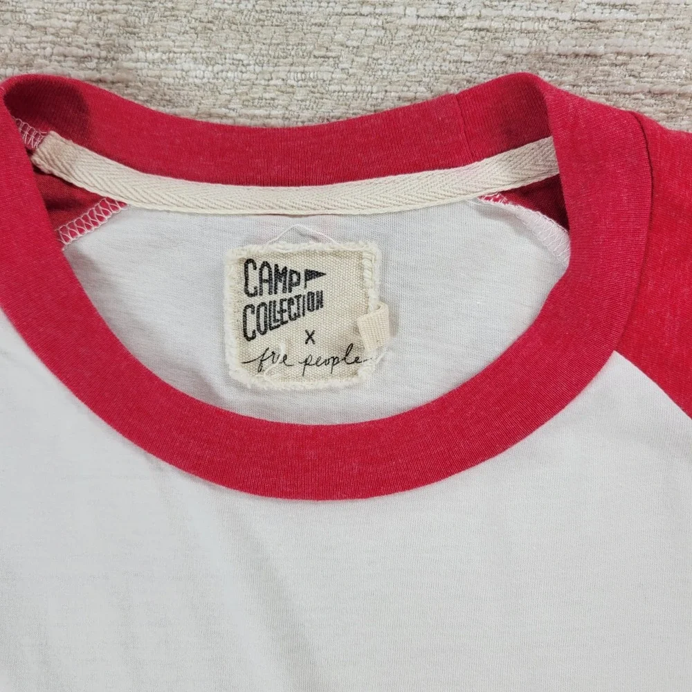 Camp Collection x Free People Yellowstone Tee M Rainbow Stripe Raglan 3/4 Sleeve
